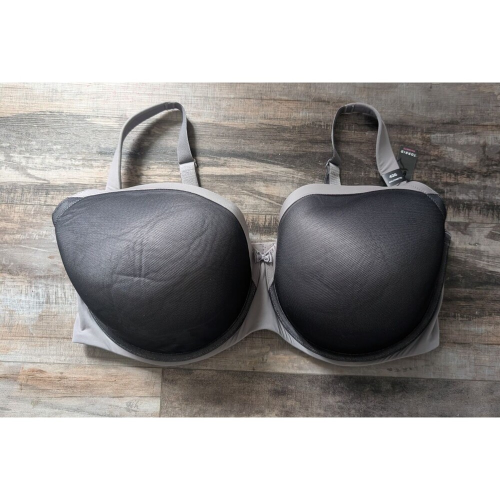 NWT TORRID Balconette Bra Mesh Ideal Gray Black Size 42G LT GRY Underwired NEW